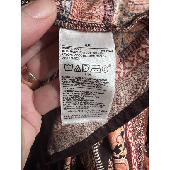 Old Navy Dress Womens 4X Brown Long Sleeve Maxi Floral Tiered Cottagecore New - Picture 9 of 12